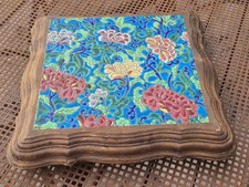 Ancien dessous de plat en email de longwy carreau