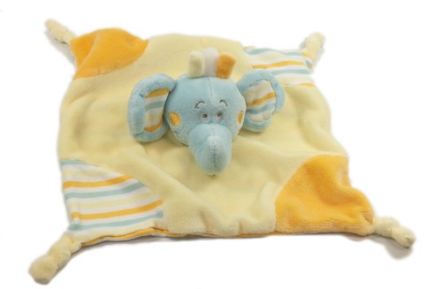 Doudou plat éléphant bleu