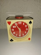 Rare ancien réveil cube vintage  UWESTRA jeux de cartes années 70