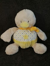 Doudou peluche canard beige  jaune pois Mots d'enfants Etat neuf