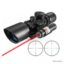 Lunette Chasse 3-10x42 avec  réticulle lumineux  Laser rouge sur rail 11 et 22