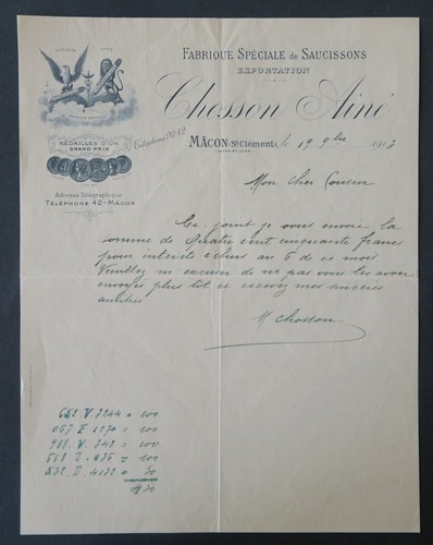 Facture macon 1913 - ,