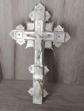 Superbe Croix en Nacre Ancienne XIXème  avec les 14 Stations du Christ