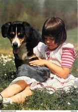 Animaux - Chiens - Bouvier Bernois - Enfants - Fillette - Flamme Postale - CPM -