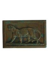 BARYE -  PLAQUE EN BRONZE BAS-RELIEF PANTHERE 