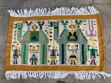 ANCIEN TAPIS MEXICAIN VINTAGE TISSE FAIT MAIN SOUT WESTERN CARPET 1960 DECO