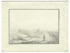 Pierre LETUAIRE 1798-1884- Femme près de la montagne Ste Victoire  Dessin ancien