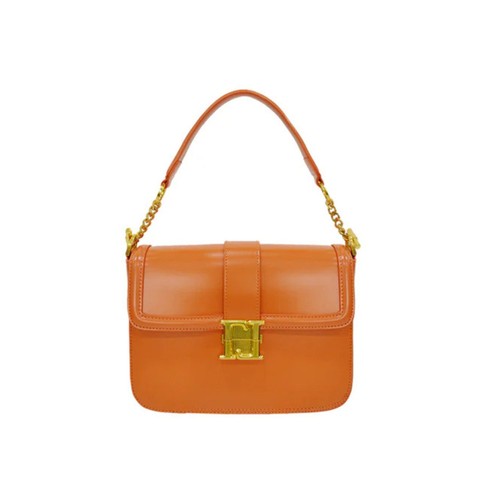 Sac main cuir orange - à, en