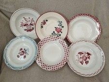 6 Assiettes Creuses Dépareillées Digoin Sarreguemines Badonviller Rouge