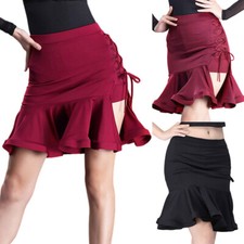 Femme Latin Salsa Samba Danse Jupe Lacet Côté Ouverture Salle de Bal Ourlet