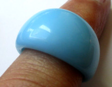 bague celluloïd anneau jonc bleu ciel taille 59 original bijou rétro 3217