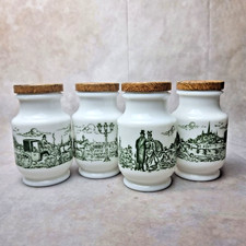 Lot de 4 anciens pots à moutarde - pot épice - style opaline