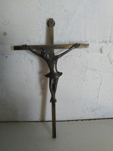 Ancienne croix bronze jesu - croix,