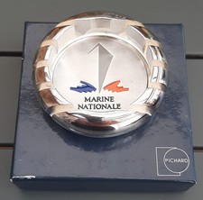 Superbe Cendrier Marine Nationale 522 grammes métal argenté ORIGINAL vide poche