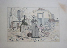 GRANDE LITHO COULEUR CARICATURE SCENE HUMORISTIQUE MODE DLG CECIL ALDIN 1900