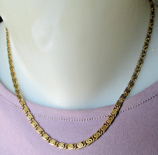 Collier chaine superbe maille égyptienne couleur or élégant bijou vintage 1789