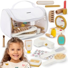 Maquillage Enfant Durable, Trousse avec 15 Accessoires bois, Jeux D'imitation
