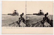 EGYPTE - Egypt - Old Postcard - SUEZ - Bateau steamer barque Indes Carte stereo