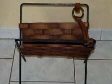 Rare Porte Revue Art Déco en bois tressé cuir et fer forgé Design