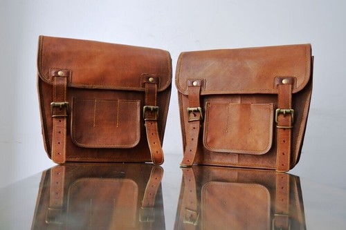Pochette latérale moto marron