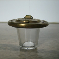 Ancien Encrier d'école Ecolier Verre & Laiton G.J déposé Paris