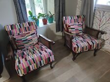 2 fauteuils anciens avec  cannage, coussin tissu neuf