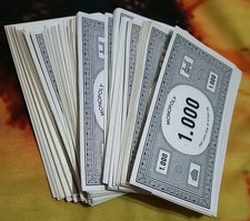 Lot de 175 anciens BILLETS de MONOPOLY de 1000 Francs 