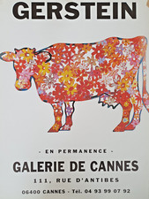 David Gerstein - Affiche originale d'exposition - Vache - Galerie de Cannes - Années 80