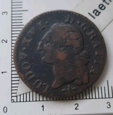 M101801 Belle Pièce De Monnaie Royale 1 Sol 1791 D Lyon Louis XVI 