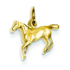 Pendentif Charm Cheval Ouvert En Or Jaune Poli 14K