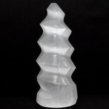 4.1 " Satin Spar Spirale Sélénite Tour Naturel Minérale " Licorne " - Maroc