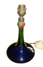 Vase monté en pied de lampe Art Nouveau manufacture Orchies L’Herminé Declercq