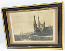 Antique french picture of Strasbourg framed  19th century