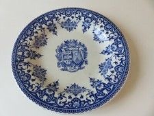 ASSIETTE CREUSE FAIENCE GIEN 19EME ARMOIRIES BLASON DEVISE N°4