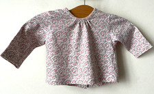 Haut fleur liberty Rose Grain de blé Bébé Fille 1 mois 54cm 100% Coton TBE