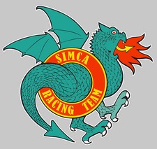 DRAGON SRT SIMCA RACING TEAM RALLYE 1 2 3 AUTOCOLLANT 25cm STICKER AUTO SA064