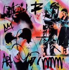 SPACO signed WALL BOYS RAT tableau pop STREET ART graffiti french paint banksy