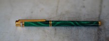RARE STYLO ROLLER MUST CARTIER TRINITY LAQUE VERTE MARBREE & PL. OR 18 CARATS