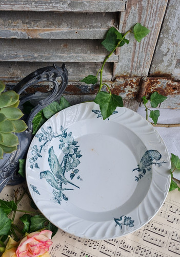 Ancien plat rond creux decor - ancien,