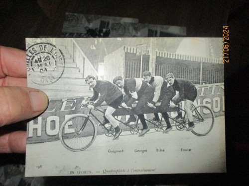 Retirage cpa 1904 ancien vélo - 1904,