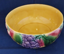 Grand SALADIER COUPE A FRUITS en Faïence Barbotine Ø 21 cm SARREGUEMINES 1950