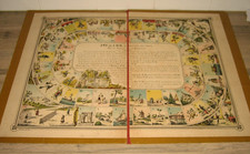 Grand  Plateau de Jeu Oie & Petits Chevaux Ancien RT Paris WATILLEAUX 71 cm