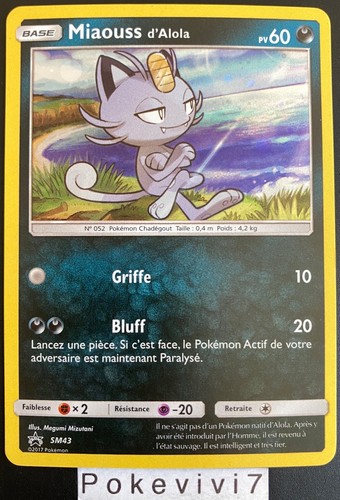 Carte pokemon miaouss alola - carte,