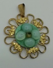 Ancien Pendentif Vintage Émaux De Limoges Vert