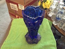 Heavy blue glass vase