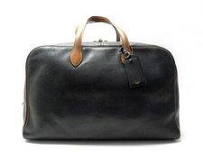 VINTAGE SAC A MAIN HERMES VICTORIA 50 DE VOYAGE CUIR NOIR & MARRON HANDBAG 4500€