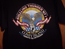 ROLLING THUNDER NY 1 Coney Island 07 black L t shirt tribute to Vets