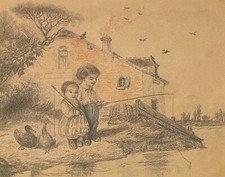 Enfants pêcheurs dessin