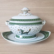 Ensemble plat ovale et soupière,vista alegre Portugal,motif dragon,couleur vert