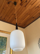 Suspension opaline noir blanc laiton design vintage année 50 60
